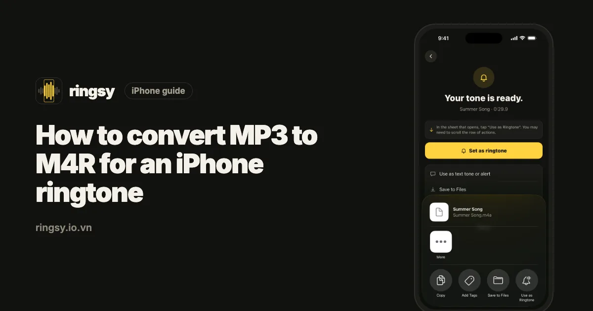 Cover: how to convert MP3 to M4R for an iPhone ringtone